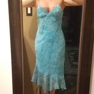 Lovely Blue and White Print Dress